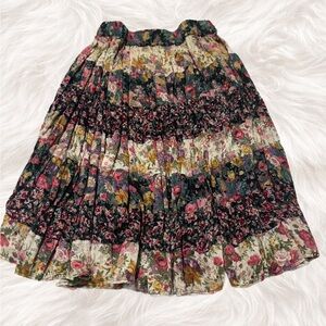 Boho Floral Tiered Midi Skirt Cottagecore Prairie Patchwork Hippie Cotton M